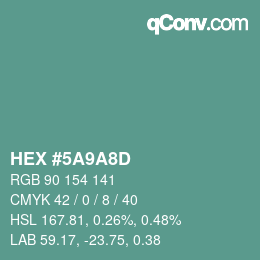 Color code: HEX #5A9A8D | qconv.com