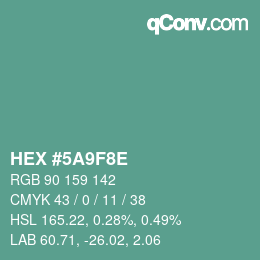 Color code: HEX #5A9F8E | qconv.com