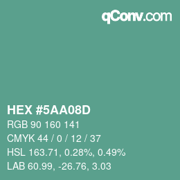 カラーコード: HEX #5AA08D | qconv.com