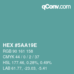 Color code: HEX #5AA19E | qconv.com