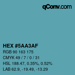 Farbcode: HEX #5AA3AF | qconv.com