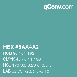 Farbcode: HEX #5AA4A2 | qconv.com