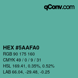 颜色代码: HEX #5AAFA0 | qconv.com