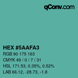 Farbcode: HEX #5AAFA3 | qconv.com