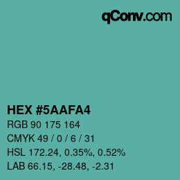 Farbcode: HEX #5AAFA4 | qconv.com