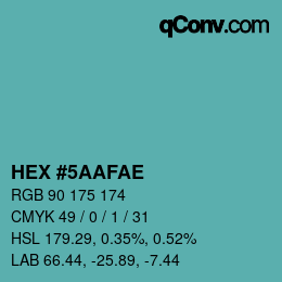 Farbcode: HEX #5AAFAE | qconv.com