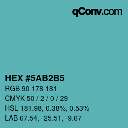 颜色代码: HEX #5AB2B5 | qconv.com