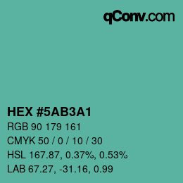 Color code: HEX #5AB3A1 | qconv.com