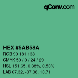 カラーコード: HEX #5AB58A | qconv.com