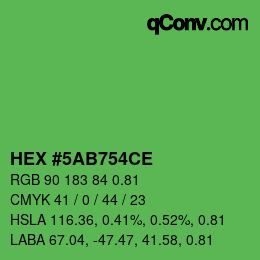 カラーコード: HEX #5AB754CE | qconv.com