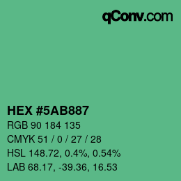 カラーコード: HEX #5AB887 | qconv.com