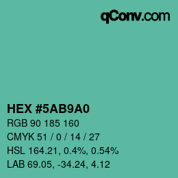 Color code: HEX #5AB9A0 | qconv.com