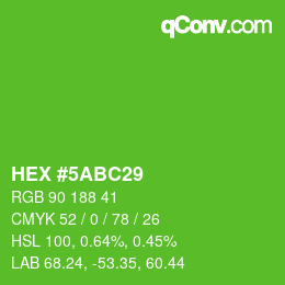 Code couleur: HEX #5ABC29 | qconv.com