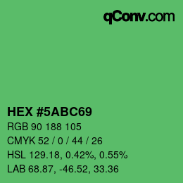 Code couleur: HEX #5ABC69 | qconv.com
