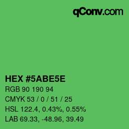 Código de color: HEX #5ABE5E | qconv.com