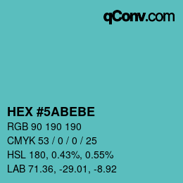 Color code: HEX #5ABEBE | qconv.com