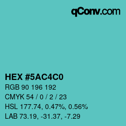 Color code: HEX #5AC4C0 | qconv.com