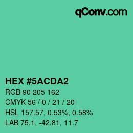 カラーコード: HEX #5ACDA2 | qconv.com