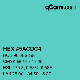 Color code: HEX #5ACDC4 | qconv.com