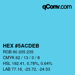 カラーコード: HEX #5ACDEB | qconv.com