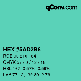 カラーコード: HEX #5AD2B8 | qconv.com