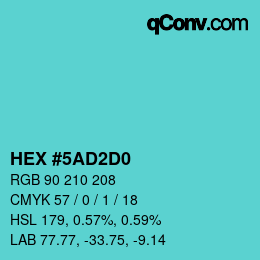 カラーコード: HEX #5AD2D0 | qconv.com