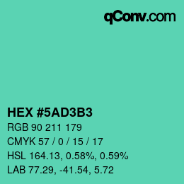 颜色代码: HEX #5AD3B3 | qconv.com