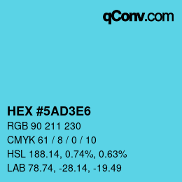 カラーコード: HEX #5AD3E6 | qconv.com