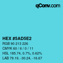Farbcode: HEX #5AD5E2 | qconv.com