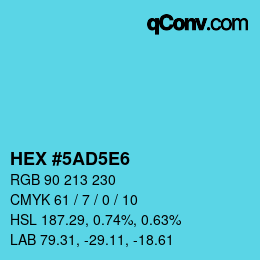 Farbcode: HEX #5AD5E6 | qconv.com