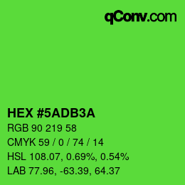 颜色代码: HEX #5ADB3A | qconv.com