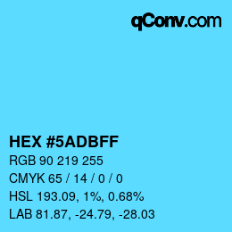 Color code: HEX #5ADBFF | qconv.com