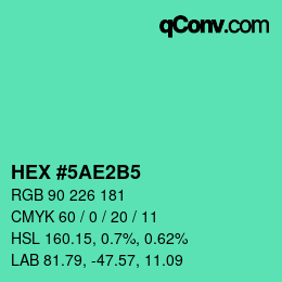 颜色代码: HEX #5AE2B5 | qconv.com