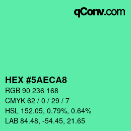 Color code: HEX #5AECA8 | qconv.com