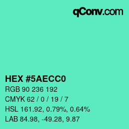Color code: HEX #5AECC0 | qconv.com