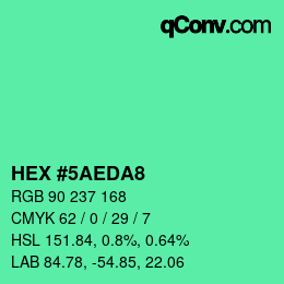 カラーコード: HEX #5AEDA8 | qconv.com