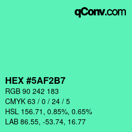 颜色代码: HEX #5AF2B7 | qconv.com