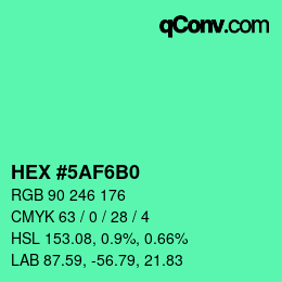 Color code: HEX #5AF6B0 | qconv.com