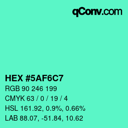 Color code: HEX #5AF6C7 | qconv.com