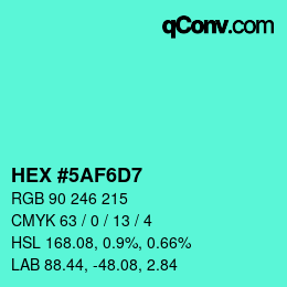 Color code: HEX #5AF6D7 | qconv.com