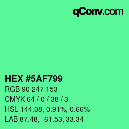 Color code: HEX #5AF799 | qconv.com