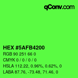 Farbcode: HEX #5AFB4200 | qconv.com