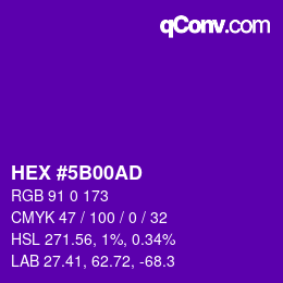 Color code: HEX #5B00AD | qconv.com