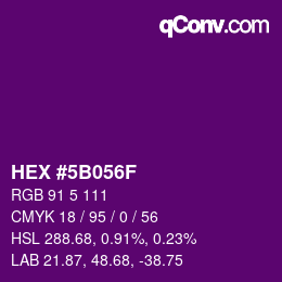 カラーコード: HEX #5B056F | qconv.com