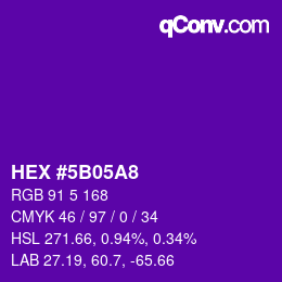 Color code: HEX #5B05A8 | qconv.com