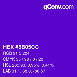 颜色代码: HEX #5B05CC | qconv.com