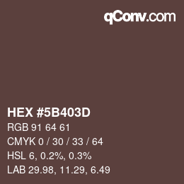 Farbcode: HEX #5B403D | qconv.com