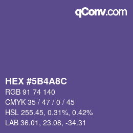Color code: HEX #5B4A8C | qconv.com