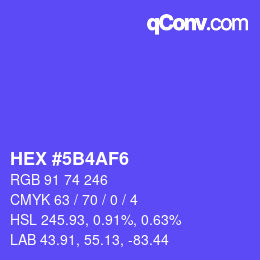 Farbcode: HEX #5B4AF6 | qconv.com