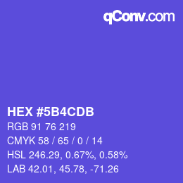 カラーコード: HEX #5B4CDB | qconv.com